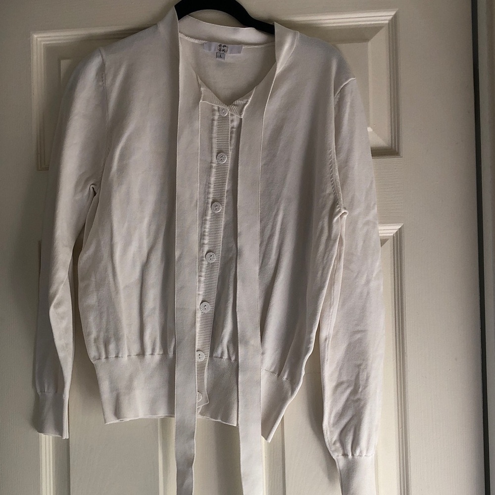 White Tie-Front Cardigan Sweater